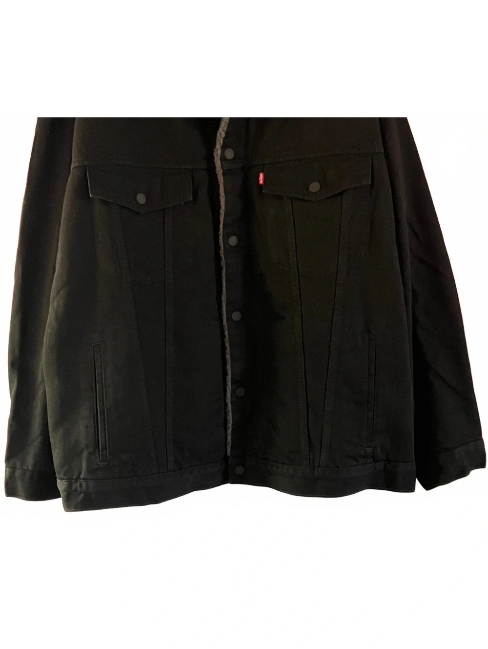 Levi's The Trucker Jacket Standard Fit Black Sherpa Lined Denim Jacket